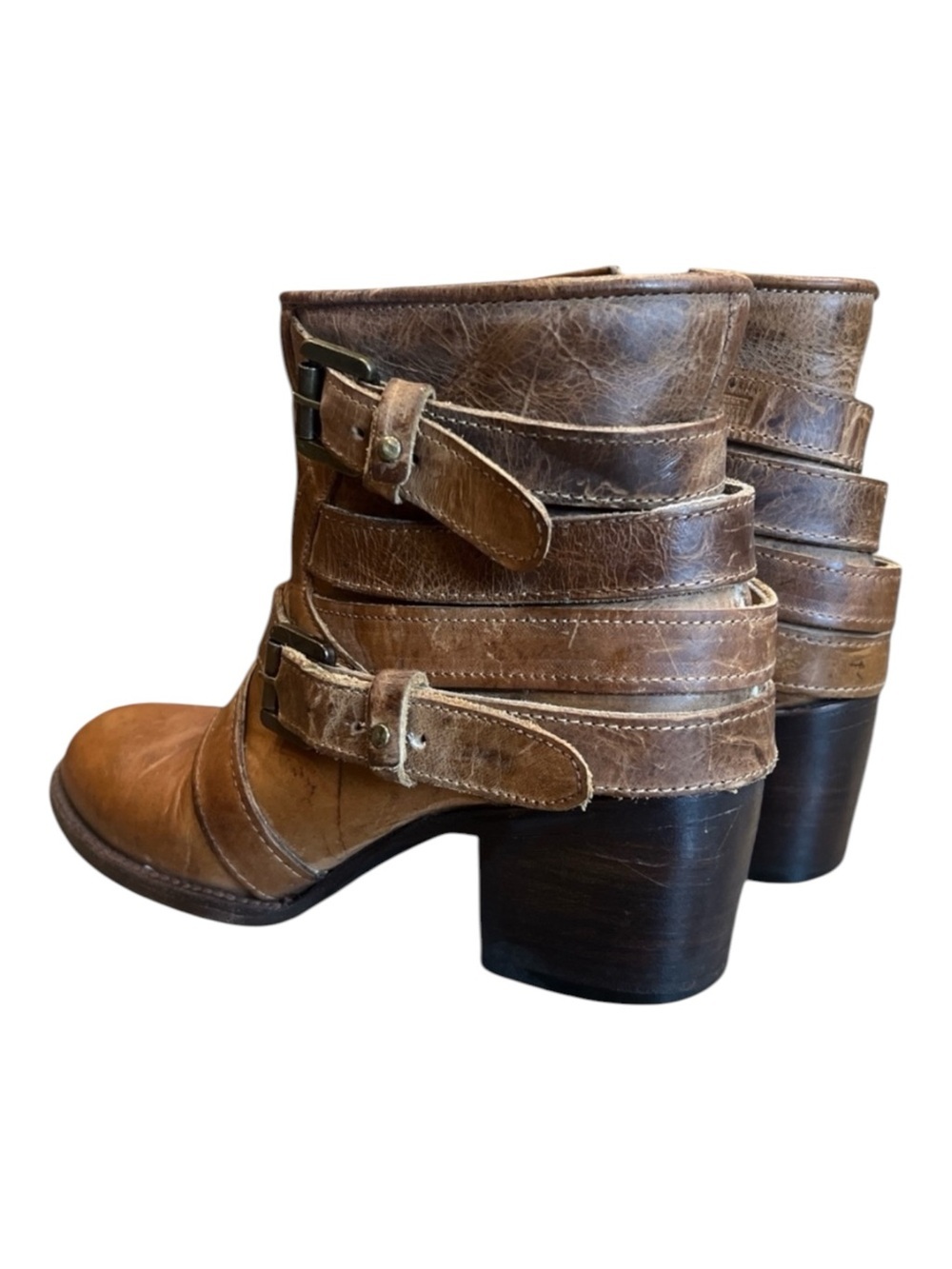 Freebird By Steven ESTES Leather Upper, Lining & Sole Chunky Heel Buckles 7